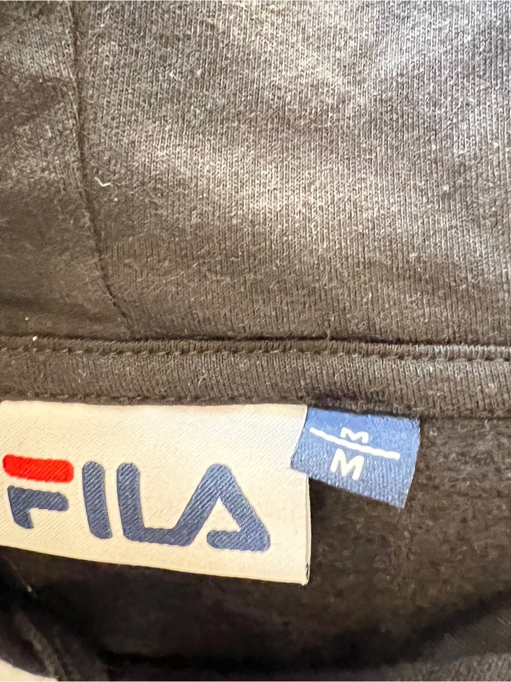 FILA Men’s Black Hoodie Sweatshirt Medium Embroidered Logo Pullover - Picture 4 of 5